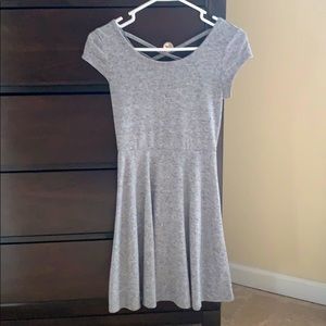 Heather gray cap sleeve t-shirt dress.